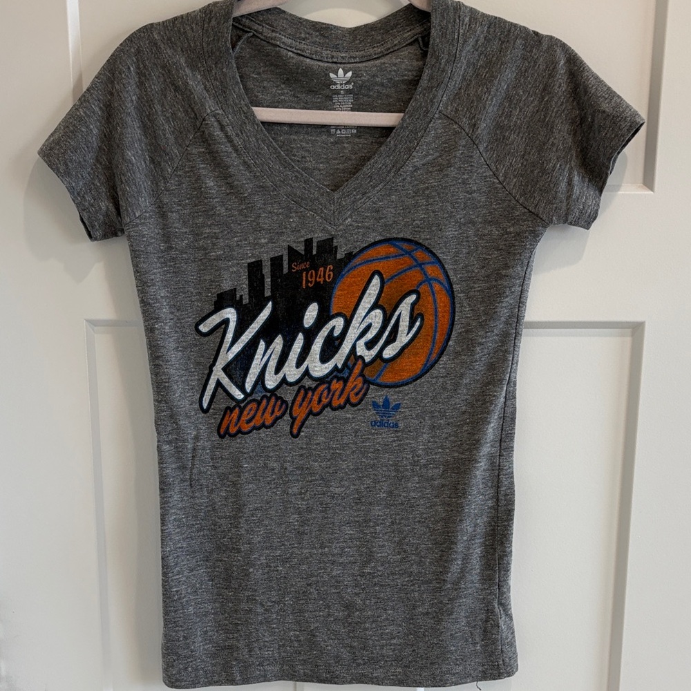 Adidas Gray New York Knicks Short Sleeve Tee